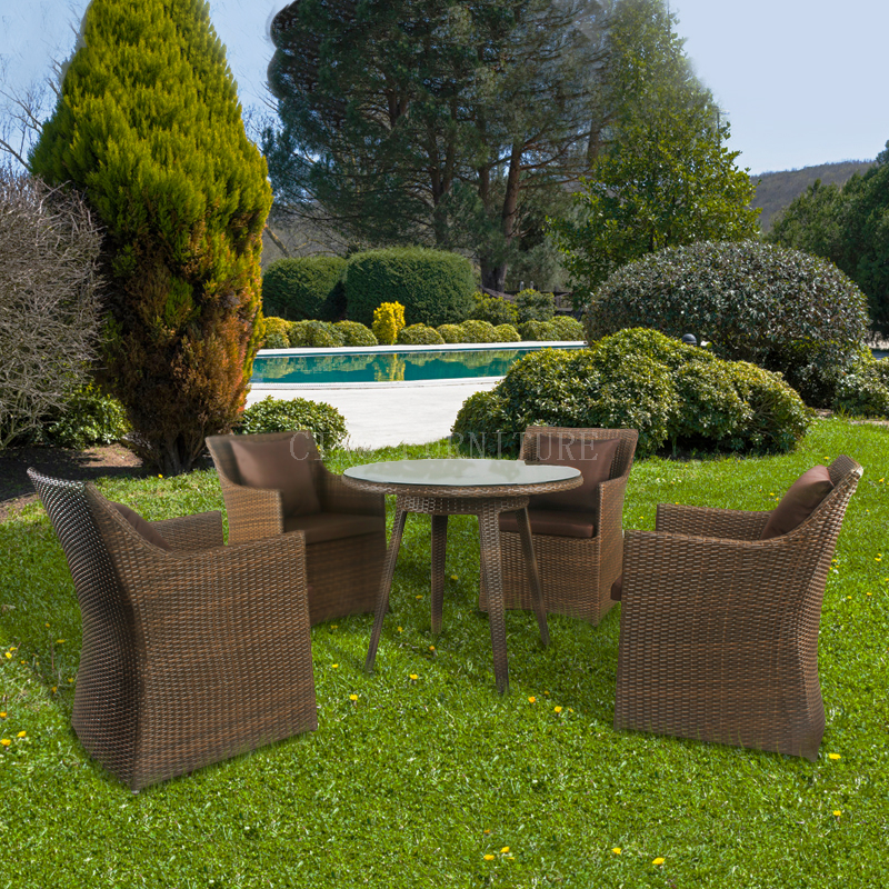Conjuntos de cadeiras ao ar livre de jardim de vime marrom